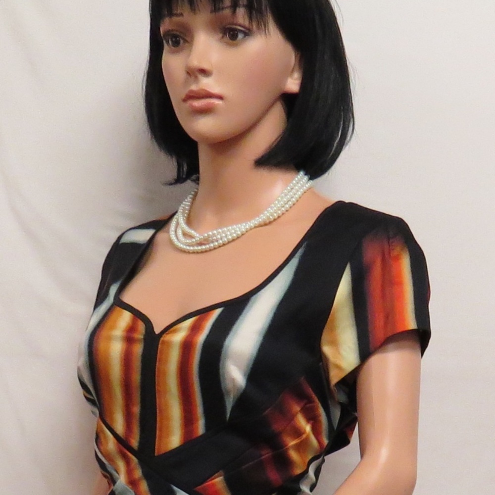 JESSICA SIMPSON Black Brown White Cut Out Back Party Dress 10